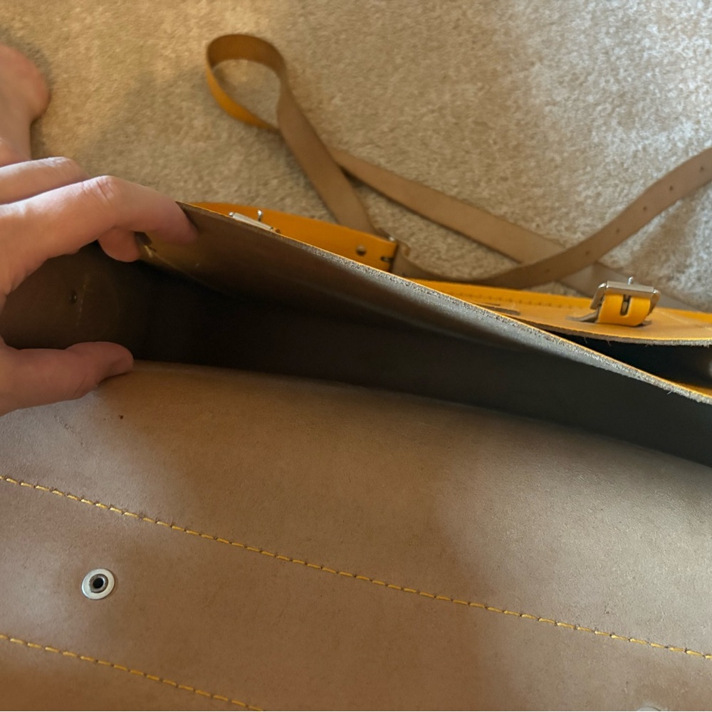 Yellow Leather Satchel - Picture 6 of 8